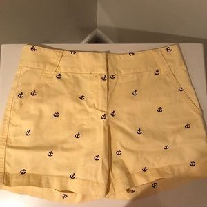 J Crew yellow anchor shorts City Fit size 2